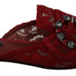 Radiant Red Slide Flats with Crystal Embellishments