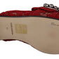 Radiant Red Slide Flats with Crystal Embellishments