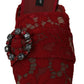 Radiant Red Slide Flats with Crystal Embellishments