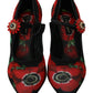 Floral Mary Janes Pumps with Crystal Detail