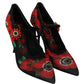 Floral Mary Janes Pumps with Crystal Detail