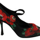 Floral Mary Janes Pumps with Crystal Detail