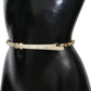 White Leather Crystals Waist Belt