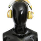 Glamorous Gold-Embellished Leather Headphones