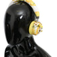 Glamorous Gold-Embellished Leather Headphones