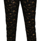 Elegant High Waist Tapered Brocade Pants