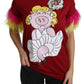 Chic Red Pig Print Crew Neck T-Shirt