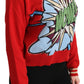 Radiant Red Cartoon Motive Cashmere Sweater