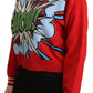 Radiant Red Cartoon Motive Cashmere Sweater