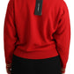 Radiant Red Cartoon Motive Cashmere Sweater