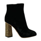 Elegant Velvet Ankle Boots with Crystal Heels