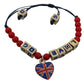 Elegant Blue Red Glass Cotton Blend Bracelet