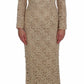 Beige Floral Lace Long Sleeve Maxi Dress