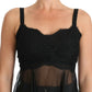 Elegant Black Silk Floral Lace Chemise Dress