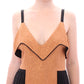 Silk Bronze & Black Sleeveless Sheath Dress