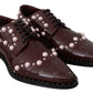 Elegant Bordeaux Lace-Up Flats with Pearls and Crystals