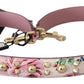 Chic Floral Pink Leather Shoulder Strap