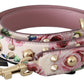 Chic Floral Pink Leather Shoulder Strap