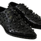 Elegant Black Crystal Leather Dress Shoes