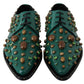 Emerald Leather Dress Shoes with Crystal Accents