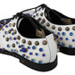 Elegant White Leather Dress Shoes With Crystals