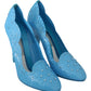 Crystal Embellished Blue Cinderella Pumps