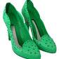 Enchanting Crystal Cinderella Pumps in Lush Green