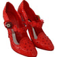 Chic Red Crystal Cinderella Pumps