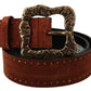 Elegant Suede Leather Belt with Gold Studs