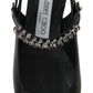 Elegant Black Patent Flats with Crystal Accent