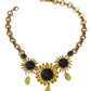 Elegant Gold Floral Crystal Statement Necklace