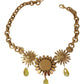 Elegant Gold Floral Crystal Statement Necklace