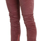 Chic Red Mid Waist Skinny Trousers