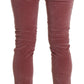 Chic Red Mid Waist Skinny Trousers