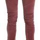 Chic Red Mid Waist Skinny Trousers