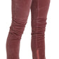 Chic Red Mid Waist Skinny Trousers