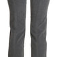 Chic Gray Mid Waist Cropped Trousers