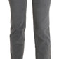 Chic Gray Mid Waist Cropped Trousers