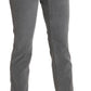 Chic Gray Mid Waist Cropped Trousers