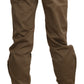 Chic Brown Mid Waist Straight Trousers