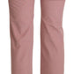 Chic Pink Mid Waist Straight Trousers