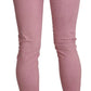 Chic Pink Mid Waist Skinny Jeans