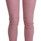 Chic Pink Mid Waist Skinny Jeans