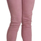 Chic Pink Mid Waist Skinny Jeans