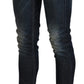 Chic Dark Blue Skinny Cropped Jeans