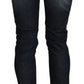 Chic Dark Blue Skinny Cropped Jeans