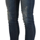 Chic Blue Washed Skinny Cropped Jeans