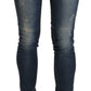 Chic Blue Washed Skinny Cropped Jeans