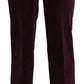 Elegant High Waist Straight Purple Pants