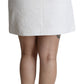 Elegant White Floral Brocade Mini Skirt